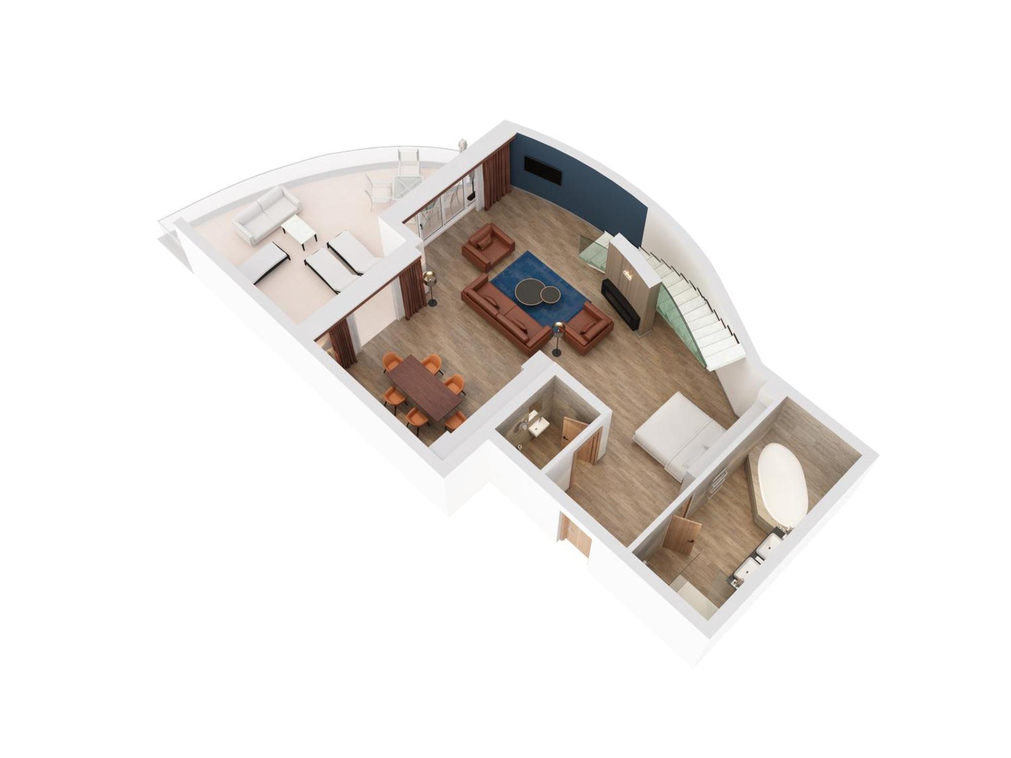 Villa-Apartment mit 3 Schlafzimmern und Meerblick