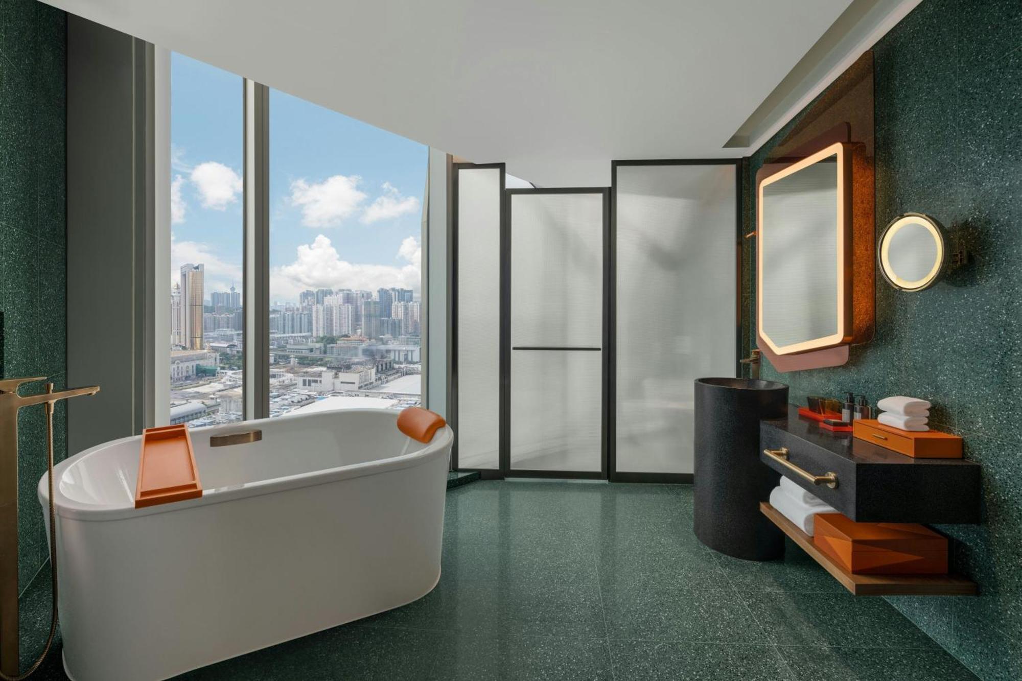 Corner Double Room Two Double Beds City View